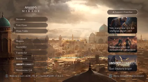 Assassin’s Creed Mirage Türkçe Yama indirme sayfası ekran görüntüsü