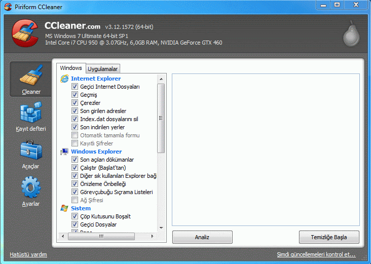 CCleaner indirme sayfası ekran görüntüsü