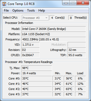 Core Temp v1.20.0.145 indirme sayfası ekran görüntüsü
