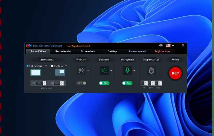 Fast Screen Recorder indirme sayfası ekran görüntüsü
