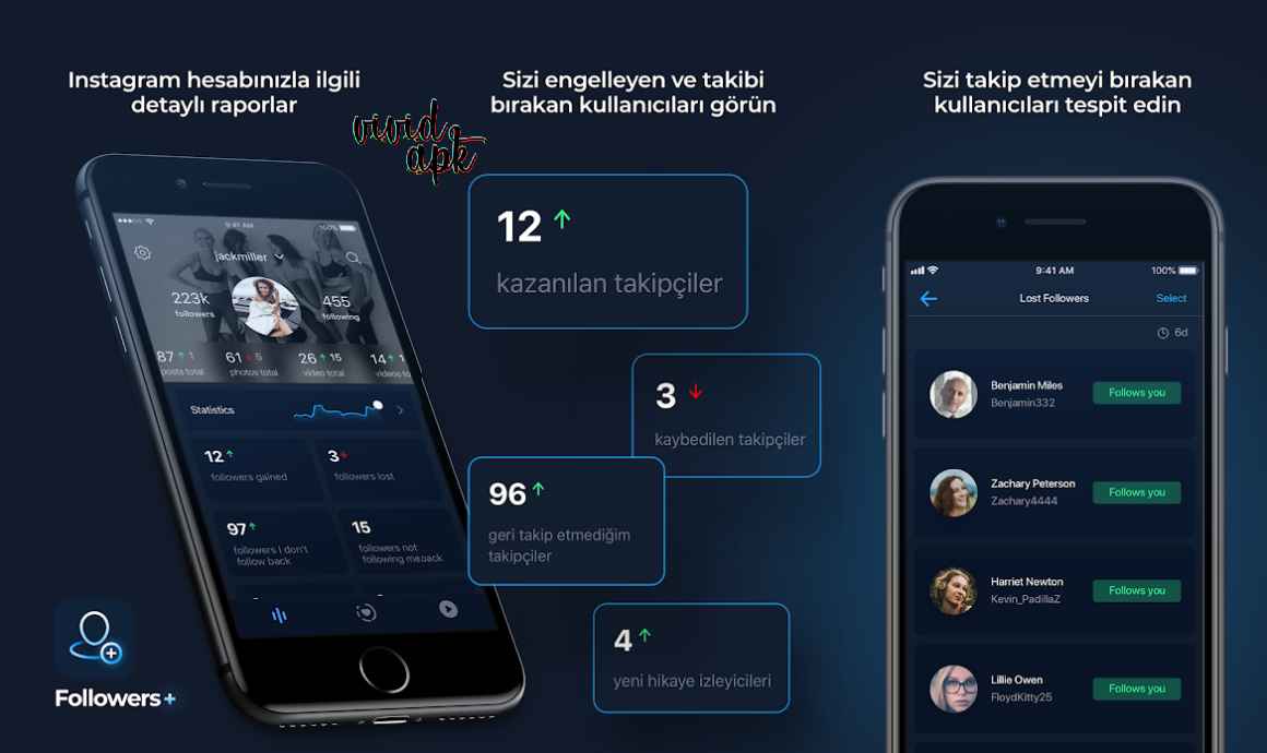 Followers+ Instagram Takipçi Analizi Apk indirme sayfası ekran görüntüsü