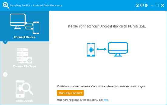 FoneDog Toolkit Android Data Recorvery indirme sayfası ekran görüntüsü