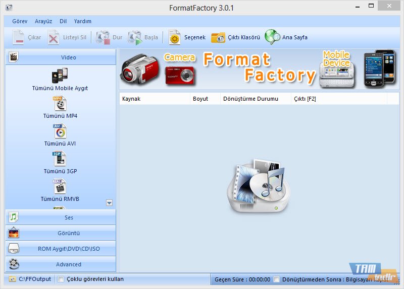 Format Factory indir - ücretsiz video ve ses dönüştürme programı arayüzü