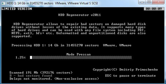 HDD Regenerator Full Hard Disk Tamir Programı indirme sayfası ekran görüntüsü