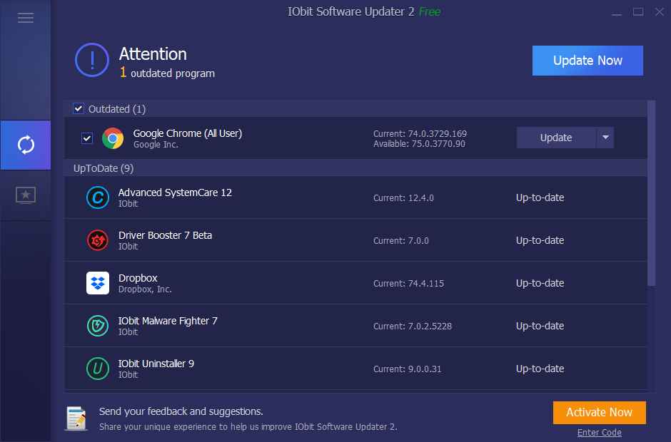 IObit Software Updater Pro indirme sayfası ekran görüntüsü