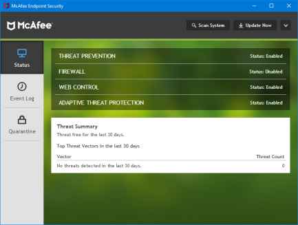 McAfee Endpoint Security indirme sayfası ekran görüntüsü