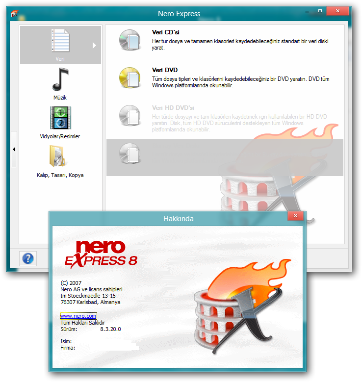 Nero 8.3.20.0 Full Türkçe indirme sayfası ekran görüntüsü