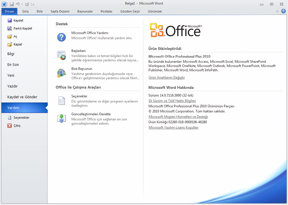 Office 2010 ekran görüntüsü 2