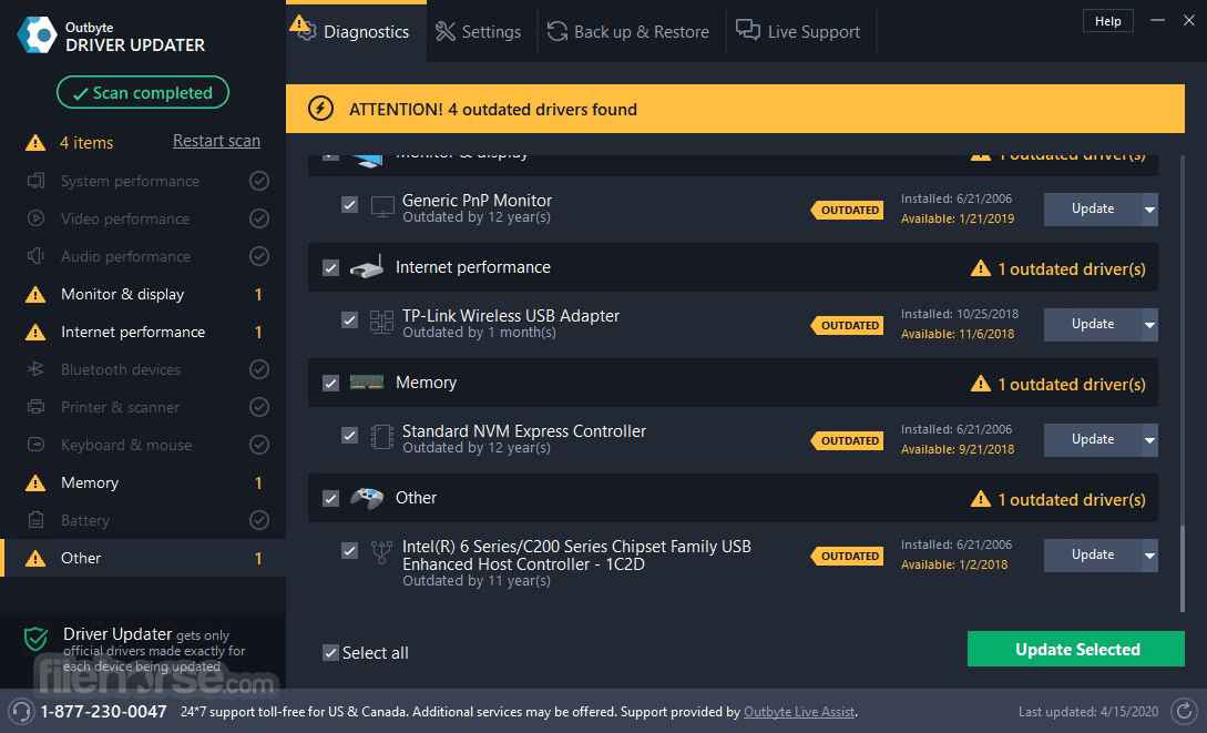 Outbyte Driver Updater indirme sayfası ekran görüntüsü