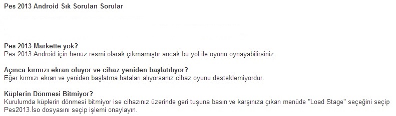 Pes 2013 Apk indirme sayfası ekran görüntüsü