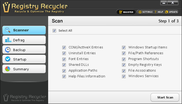 Registry Recycler Full v0.9.3.1 indirme sayfası ekran görüntüsü