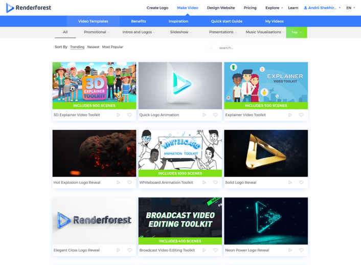 Renderforest Intro Animation Apk indirme sayfası ekran görüntüsü