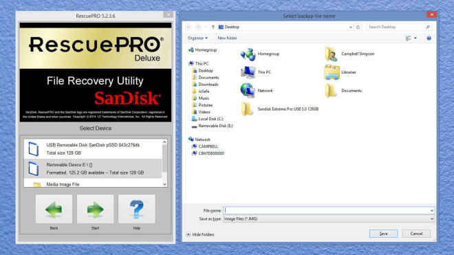 SanDisk RescuePro Deluxe File Recovery indirme sayfası ekran görüntüsü