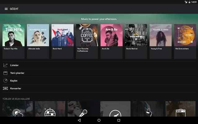 Spotify PC indirme sayfası ekran görüntüsü