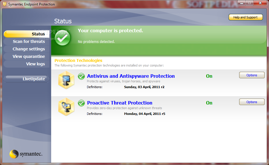Symantec Endpoint Protection indirme sayfası ekran görüntüsü
