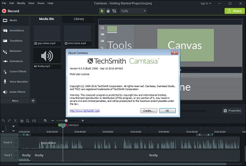 Camtasia Studio Katılımsız indirme sayfası ekran görüntüsü