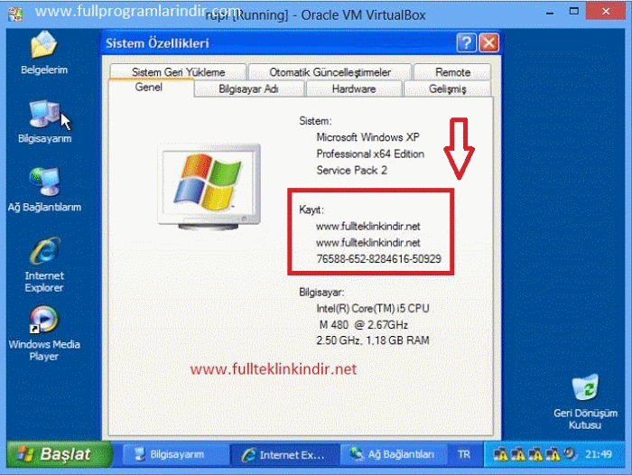 Windows XP Pro x64Bit indirme sayfası ekran görüntüsü