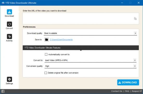 YTD Video Downloader Ultimate indirme sayfası ekran görüntüsü