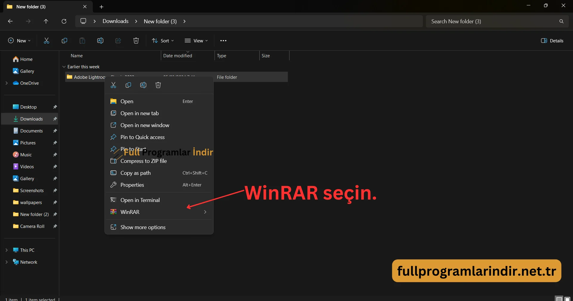 WinRAR'ı seçin.