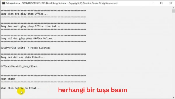 herhangi bir tuşa basın