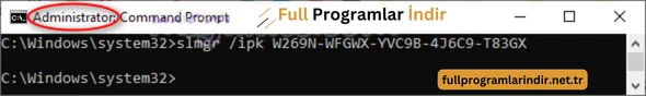 cmd kullanarak Windows ürün anahtarını yükleyin